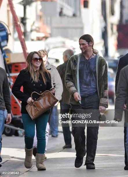Jim Carrey and his daughter Jane are seen on the movie set of 'The Incredible Burt Wonderstone' on January 24, 2012 in Los Angeles, California.