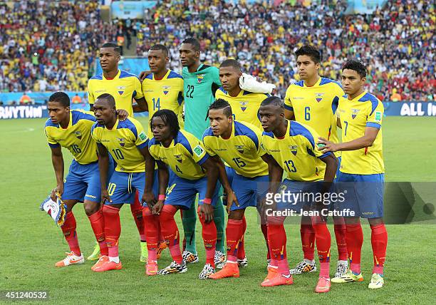 Ecuador poses for the team picture prior to the 2014 FIFA World Cup Brazil Group E match between Ecuador and France at Maracana on June 25, 2014 in...