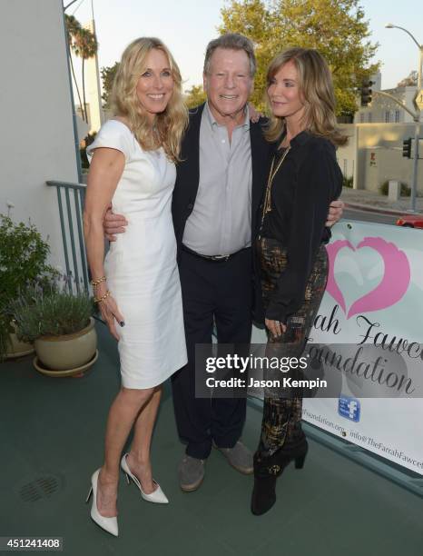 Alana Stewart, Ryan O'Neal and Jaclyn Smith attend the Farrah Fawcett 5th Anniversary Reception at the Farrah Fawcett Foundation on June 25, 2014 in...