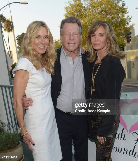 Alana Stewart, Ryan O'Neal and Jaclyn Smith attend the Farrah Fawcett 5th Anniversary Reception at the Farrah Fawcett Foundation on June 25, 2014 in...