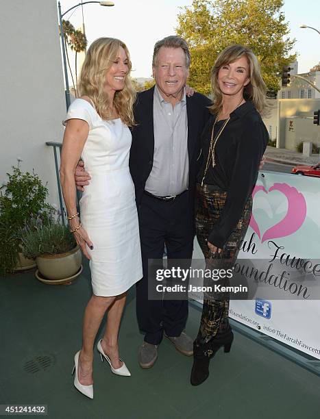 Alana Stewart, Ryan O'Neal and Jaclyn Smith attend the Farrah Fawcett 5th Anniversary Reception at the Farrah Fawcett Foundation on June 25, 2014 in...