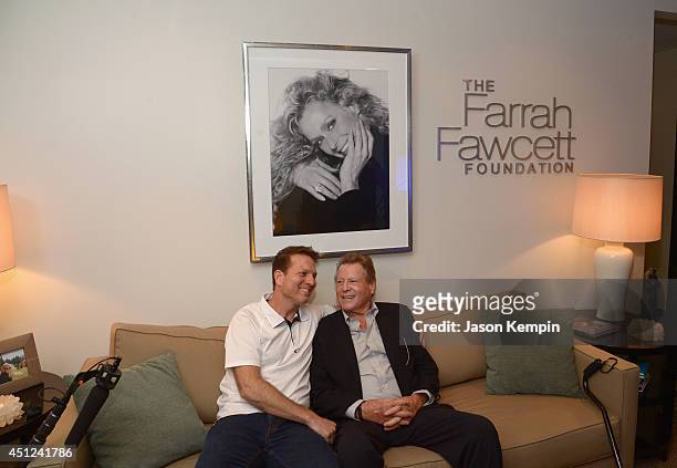 Patrick O'Neal and Ryan O'Neal attend the Farrah Fawcett 5th Anniversary Reception at the Farrah Fawcett Foundation on June 25, 2014 in Beverly...