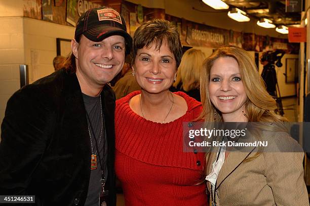 Nancy Jones with The Roys' Lee and Elaine Roy during rehearsals of Playin' Possum! The Final No Show Tribute To George Jones at Bridgestone Arena on...