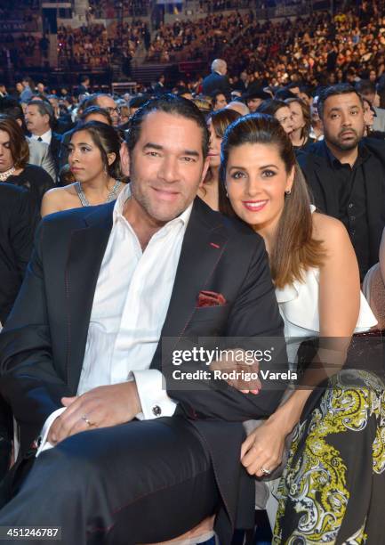 Actor Eduardo Santamarina and Mayrin Villanueva attends The 14th Annual Latin GRAMMY Awards at the Mandalay Bay Events Center on November 21, 2013 in...