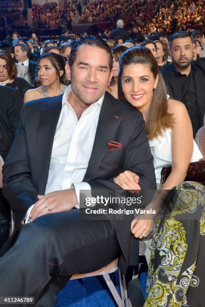 Actor Eduardo Santamarina and Mayrin Villanueva attends The 14th Annual Latin GRAMMY Awards at the Mandalay Bay Events Center on November 21, 2013 in...