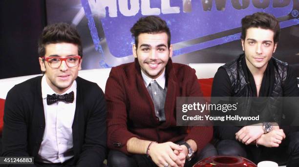 Piero Barone, Ignazio Boschetto, Gianluca Ginoble from IL Volo visits the Young Hollywood Studio on November 21, 2013 in Los Angeles, California.