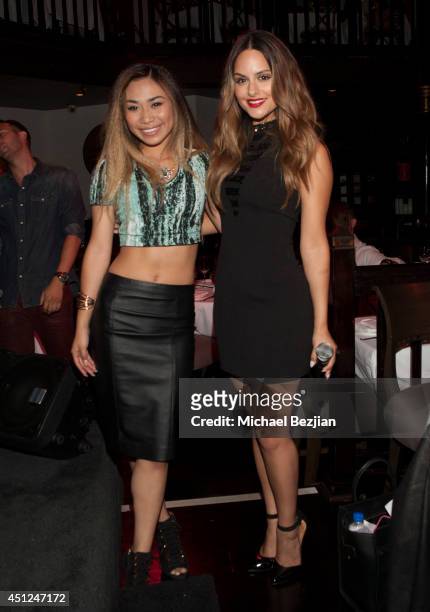 Singers Jessica Sanchez and Pia Toscano attend Crustacean Beverly Hills Red Hour Live Music Series Finale at Crustacean on June 25, 2014 in Beverly...