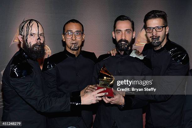 Rafael Perez, Henry D'Arthenay, Sebastian Ayala and Daniel De Sousa of La Vida Bohème attends The 14th Annual Latin GRAMMY Awards Pre-Telecast at the...