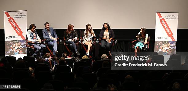 The cast of the television show, Nolan Sotillo, Dave Annable, Margaret Nagle, Ciara Bravo; Octavia Spencer, and moderator Julie Chang speak during...