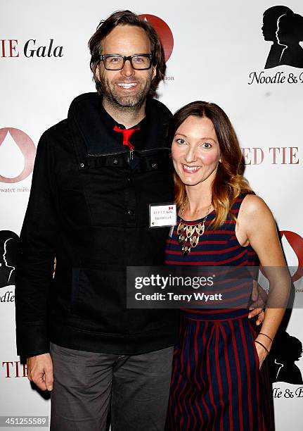 Matt Odmark of Jars of Clay and Kristen Odmark attend the Red Tie Gala Hosted by Blood:Water Mission and sponsored by Noodle & Boo at Hutton Hotel on...