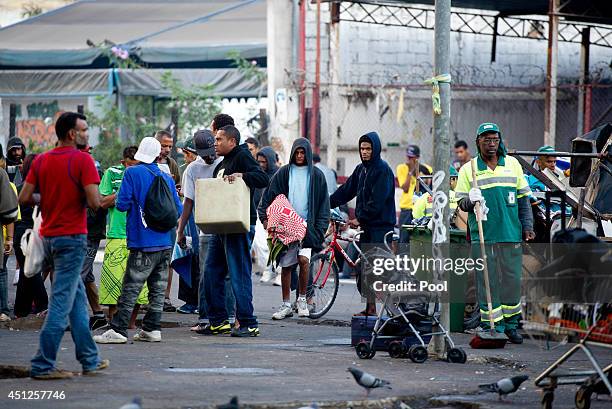 Street scenes as Prince Harry visits 'Cracolandia', an extremely deprived area of Sao Paulo with a high concentration of crack addicts on June 26,...