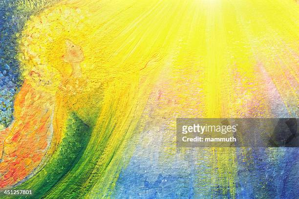 angel in the light - light at the end of the tunnel stock illustrations