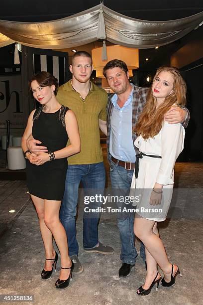 Russian Actress & Producer Agata Gotova poses with kickboxing world champion Vladimir Mineev, Producer Boris Grif and actress Anna Klimkina during...