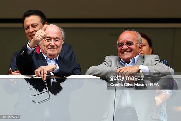 President Joseph S. Blatter attends the 2014 FIFA World Cup Brazil Group E match between Honduras and Switzerland at Arena Amazonia on June 25, 2014...