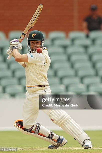 Ed Cowan of the Tigers bats during day one of the Sheffield Shield match between the South Australia Redbacks and the Tasmania Tigers at Adelaide...