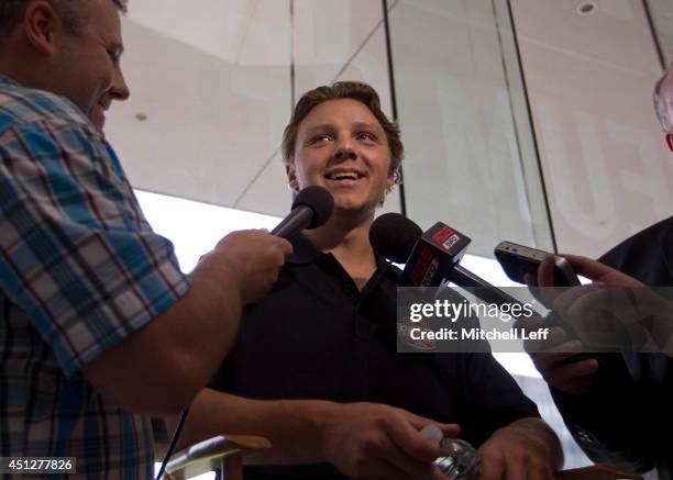 Sam Reinhart attends the 2014 NHL Draft - Top Prospects Media Availability event on June 26, 2014 at The National Constitution Center in...