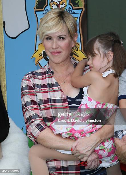 Actress Molly Ringwald and daughter Adele Gianopoulos attend the Camp Snoopy's 30th Anniversary VIP Party at Knott's Berry Farm on June 26, 2014 in...