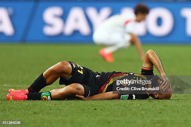 Anthony Vanden Borre of Belgium reacts during the 2014 FIFA World Cup Brazil Group H match between South Korea and Belgium at Arena de Sao Paulo on...