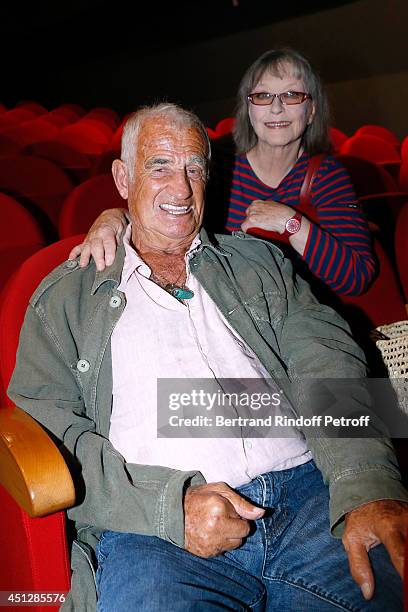 Actors Jean-Paul Belmondo and Marina Vlady attend 'Le Cavalier seul' Theater Play at Theatre 14 on June 26, 2014 in Paris, France.