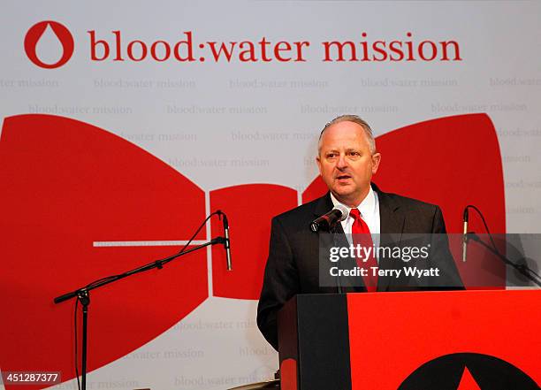 President of Engagement at Blood:Water Mission Mike Hamilton speaks at the Red Tie Gala Hosted by Blood:Water Mission and sponsored by Noodle & Boo...