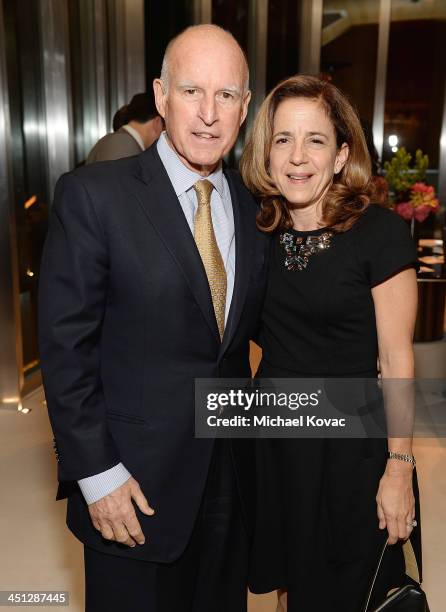 California Governor Jerry Brown and his wife Anne Gust Brown attend Foster Care Counts Fundraiser To Benefit L.A. Foster Youth on November 21, 2013...