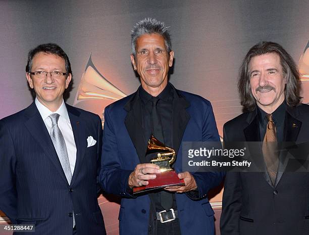 Songwriter Cachorro Lopez and President and CEO of the Latin Recording Academy Gabriel Abaroa and Chairman of the Latin Recording Academy Luis Cobos...