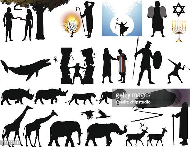 bible old testament - rhinoceros silhouette stock illustrations