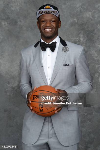 Julius Randle, the seventh pick overall in the NBA Draft by the Los Angeles Lakers, poses for a portrait during the 2014 NBA Draft at the Barclays...