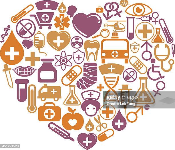 heart shape pattern with medical icon - cast stock illustrations