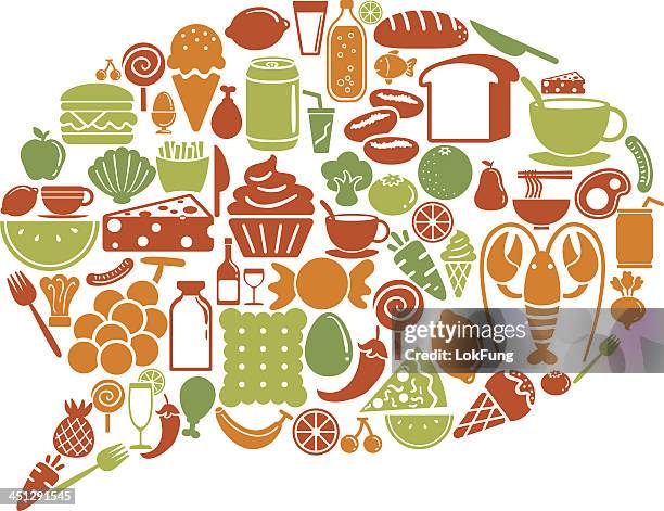 speech bubble shape pattern with food icon - vector cheese and crackers stock illustrations