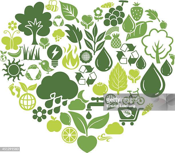 heart shape with nature icon - footprint heart shape stock illustrations