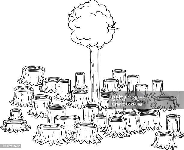 deforestation illustration - destruction stock illustrations