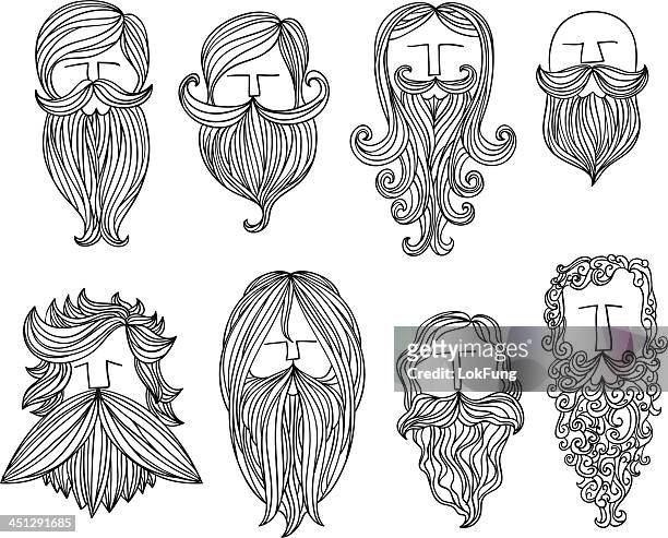 illustrations, cliparts, dessins animés et icônes de homme avec différents style de moustache - cheveux longs