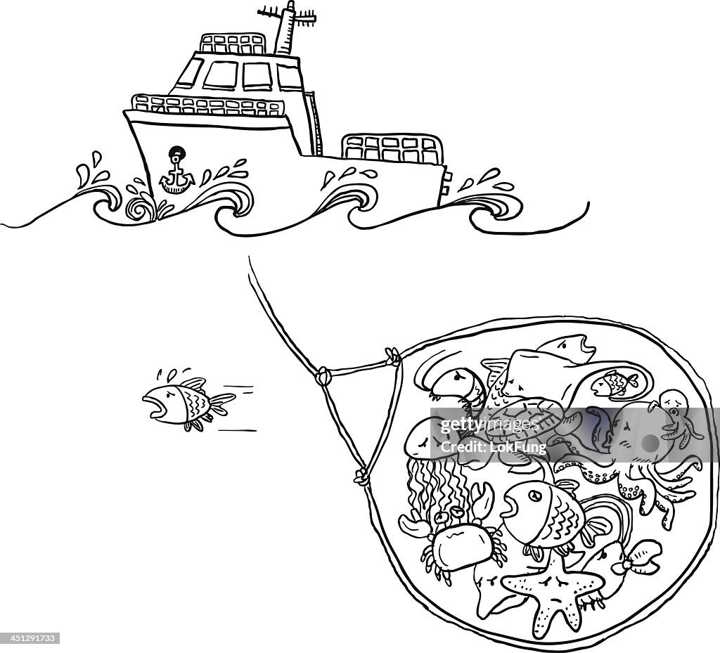 Catching fish illustration