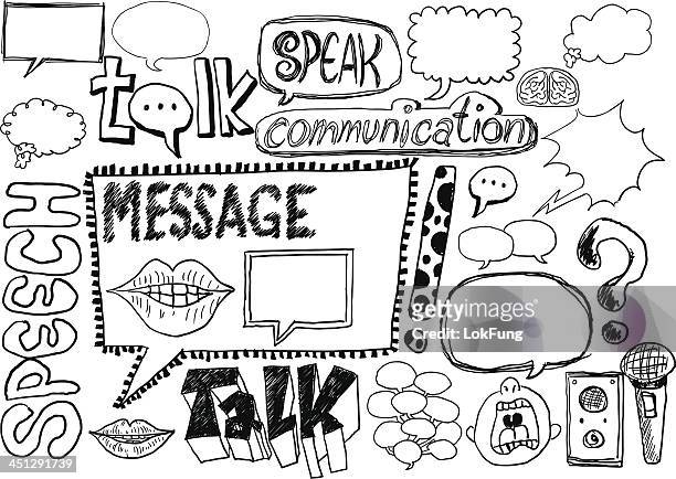 speech bubble sketch collection - word of mouth stock illustrations
