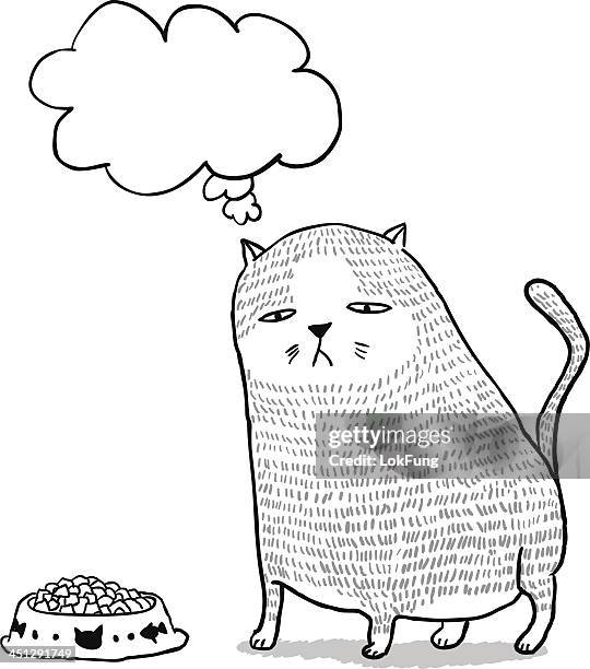 bildbanksillustrationer, clip art samt tecknat material och ikoner med lovely fat cat in cartoon style - spräcklig katt
