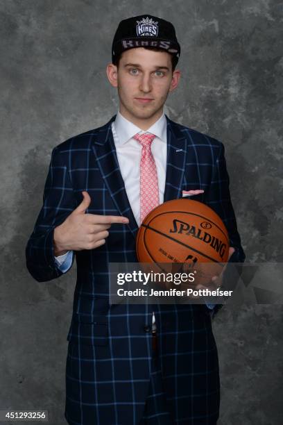 Nik Stauskase, the 8th pick overall by the Sacramento Kings, poses for a portrait during the 2014 NBA Draft at the Barclays Center on June 26, 2014...