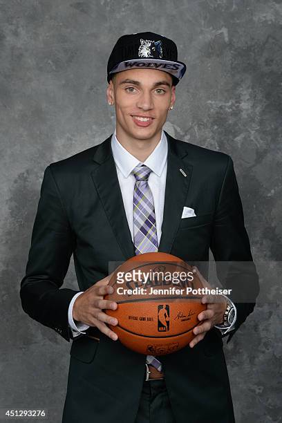 Zach LaVine, the 13th pick overall by the Minnesota Timberwolves, poses for a portrait during the 2014 NBA Draft at the Barclays Center on June 26,...