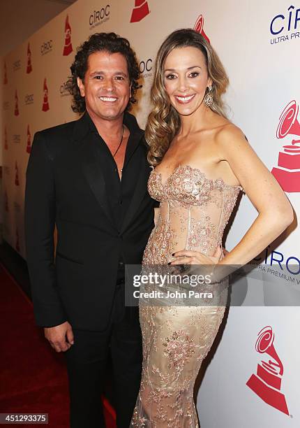 Singer Carlos Vives and model Claudia Vasquez attend The 14th Annual Latin GRAMMY Awards after party at the Mandalay Bay Events Center on November...