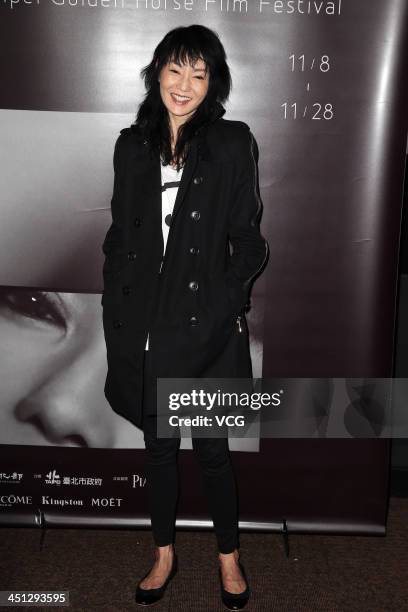 Actress Maggie Cheung attends the 50th Taipei Golden Horse Film Festival press conference at Ambassador Theatre on November 21, 2013 in Taipei,...