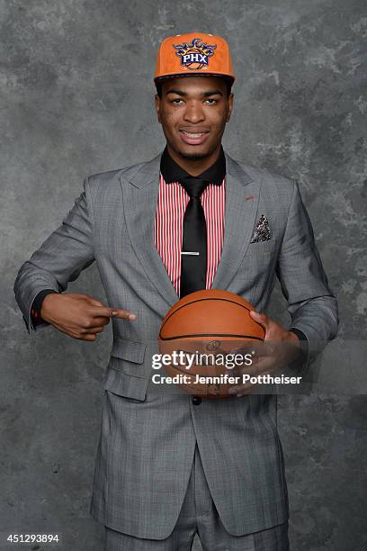 Warren, the 14th pick overall by the Phoenix Suns, poses for a portrait during the 2014 NBA Draft at the Barclays Center on June 26, 2014 in the...