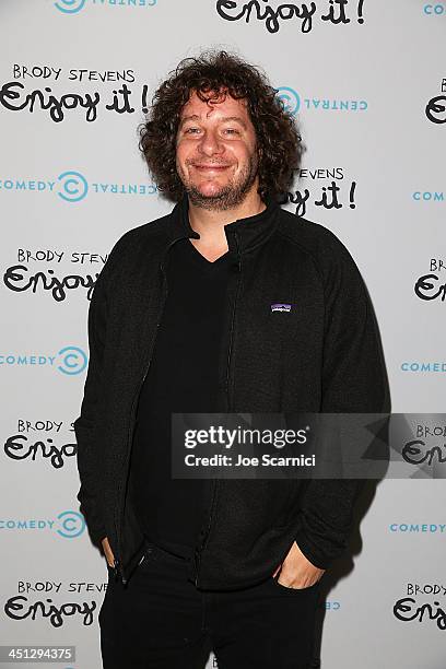 Comedian Jeff Ross arrives at the "Brody Stevens: Enjoy It!" Premiere Party at Smogshoppe on November 21, 2013 in Los Angeles, California.