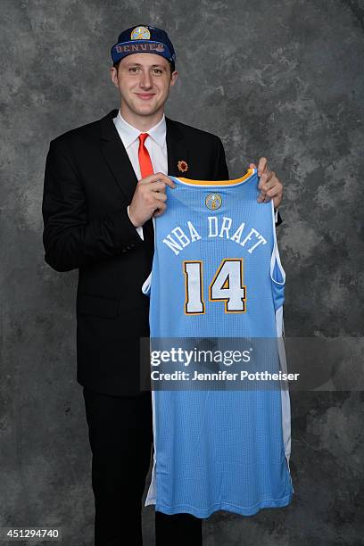 Jusuf Nurkic, aquired via trade by the Denver Nuggets, poses for a portrait during the 2014 NBA Draft at the Barclays Center on June 26, 2014 in the...