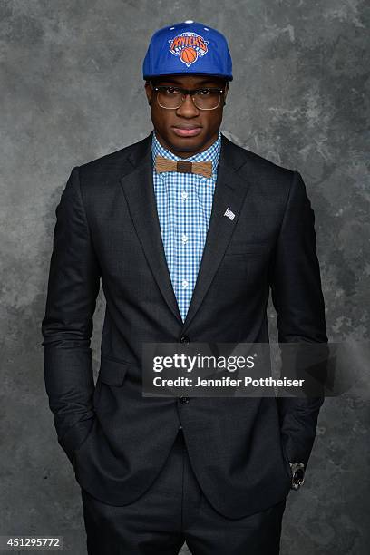 Thanasis Antetokounmpo, the 54th pick overall by the New York Knicks, poses for a portrait during the 2014 NBA Draft at the Barclays Center on June...