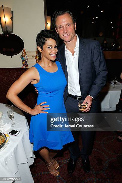 Journalist April Woodard and series creator/director Tony Goldwyn attend "The Divide" series premiere after party at Circo on June 26, 2014 in New...