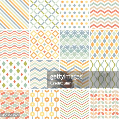 Patchwork of 16 geometric patterns on white Patchwork of 16 geometric patterns on white