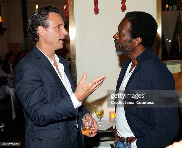 Series creator/director Tony Goldwyn and actor Clarke Peters attend "The Divide" series premiere after party at Circo on June 26, 2014 in New York...