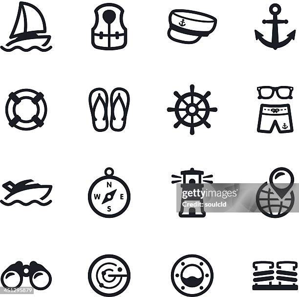 illustrations, cliparts, dessins animés et icônes de icônes yacht club - bouée bateau