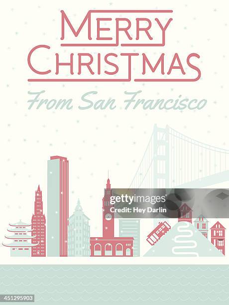 merry christmas from san francisco - san francisco stock illustrations