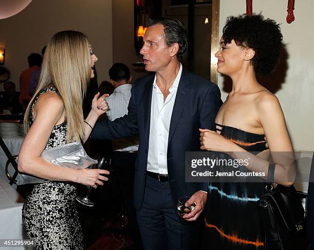 Actress Marin Ireland, series creator/director Tony Goldwyn and actress Britne Oldford attend "The Divide" series premiere after party at Circo on...